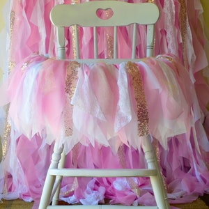 Anniversaire Haute Chaise Tutu For Girl in Pink and Gold Party, Pink and Gold Decorations, Pink and Gold first Birthday, rose or highchair tutu