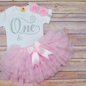 Pink/silver 1st Birthday Outfit girl,One birthday Outfit,First Birthday Dress,1st Birthday tutu,Girl 1st Birthday Outfit,cake smash girl