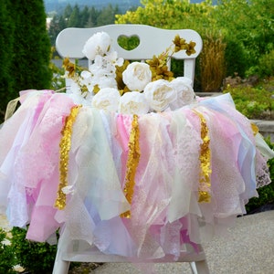 Chaise haute d’anniversaire Tutu pour fille, chaise haute bleue rose de lavande de menthe, chaise haute d’anniversaire de soleil, chaise haute ou décorations d’anniversaire de fille
