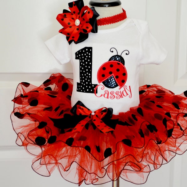 première tenue d’anniversaire fille, ladybug tenue d’anniversaire rouge noir à pois, fille 1ère tenue d’anniversaire, tenue de gâteau smash , premier cadeau d’anniversaire