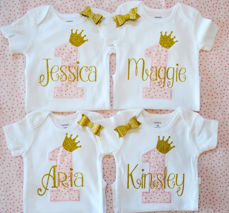 First Birthday Shirt Girl,1st Birthday Shirt,Princess Birthday Shirt,Girl 1st Birthday Outfit Pink and Gold,Baby Girl First Birthday Shirt