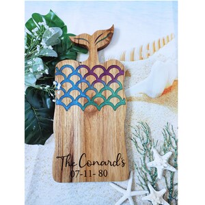 Personalized Blue Ocean Resin Cutting Board Charcuterie Serving Board, Ocean Wave Serving Tray, Customized Wedding Gift, Anniversary Gift