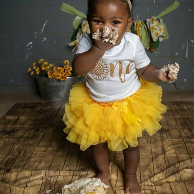 Sunflower First Birthday Outfit Girl Gold Sunflower Birthday Outfit for Girl Baby Girl Birthday Outfit birthday gift for baby girl