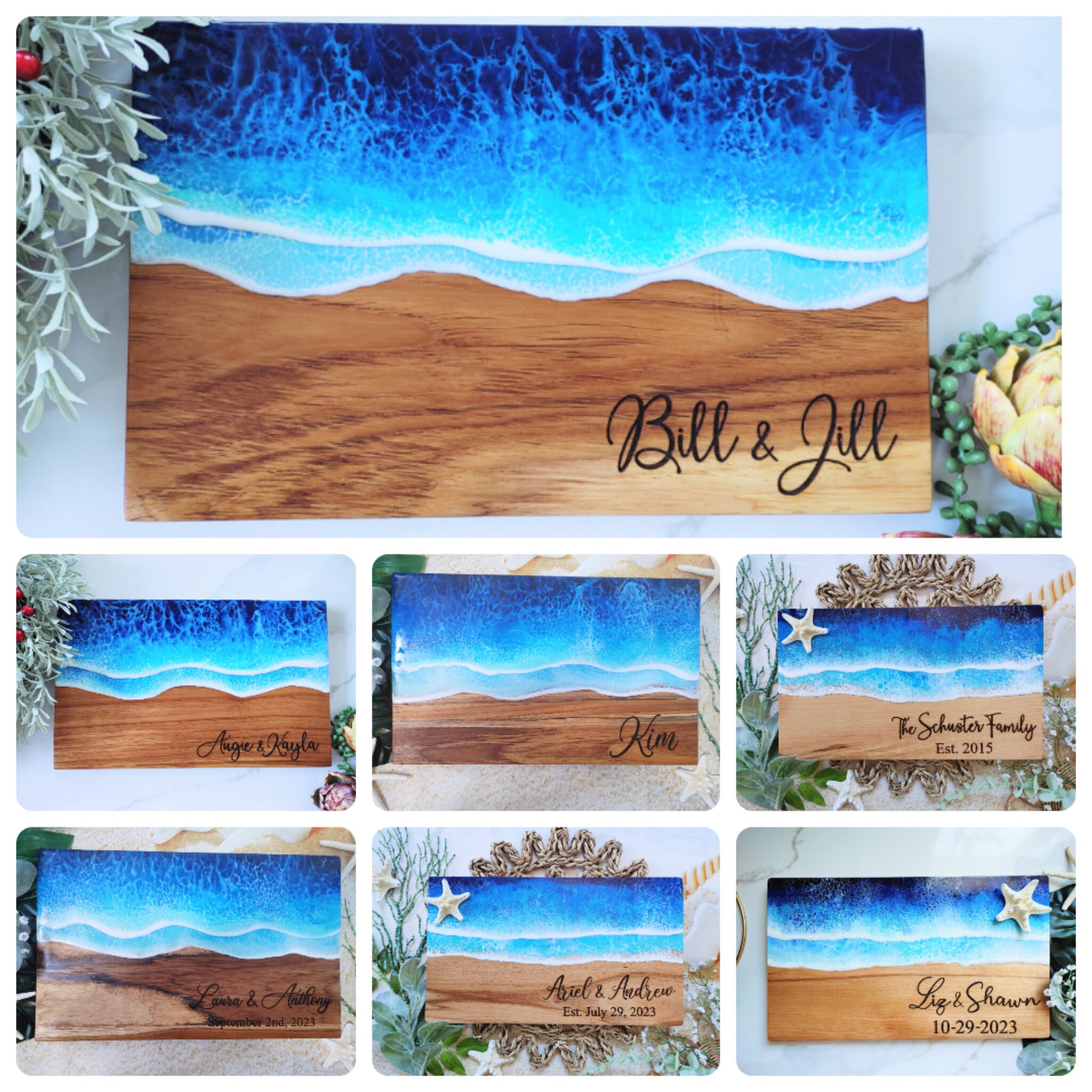Personalized Blue Ocean Resin Cutting Board Charcuterie Serving Board,  Ocean Wave Serving Tray, Beach Wedding Gift, Anniversary Gift - Etsy, image size:2048x2048