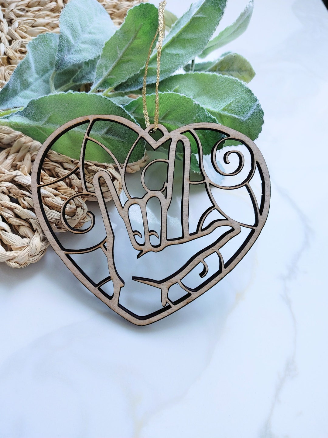 I Love You Sign Ornament, Wood ASL I Love You Ornament, ASL Christmas Ornament, Christmas Gifts