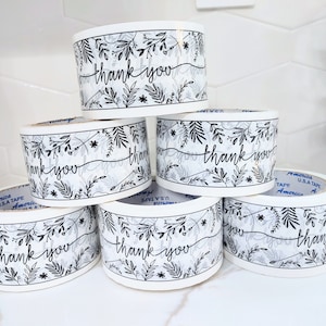 Custom Packing Tapes, Eco-friendly Packing Tapes for Small Business, Thank You Black White Packing Tape, Small Business Shipping Supplies