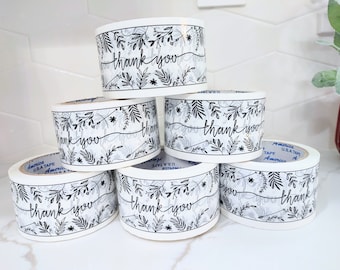 Custom Packing Tapes, Eco-friendly Packing Tapes for Small Business, Thank You Black White Packing Tape, Small Business Shipping Supplies