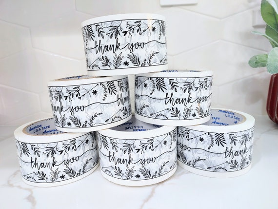 Custom Packing Tapes, Eco-friendly Packing Tapes for Small Business, Thank You Black White Packing Tape, Small Business Shipping Supplies