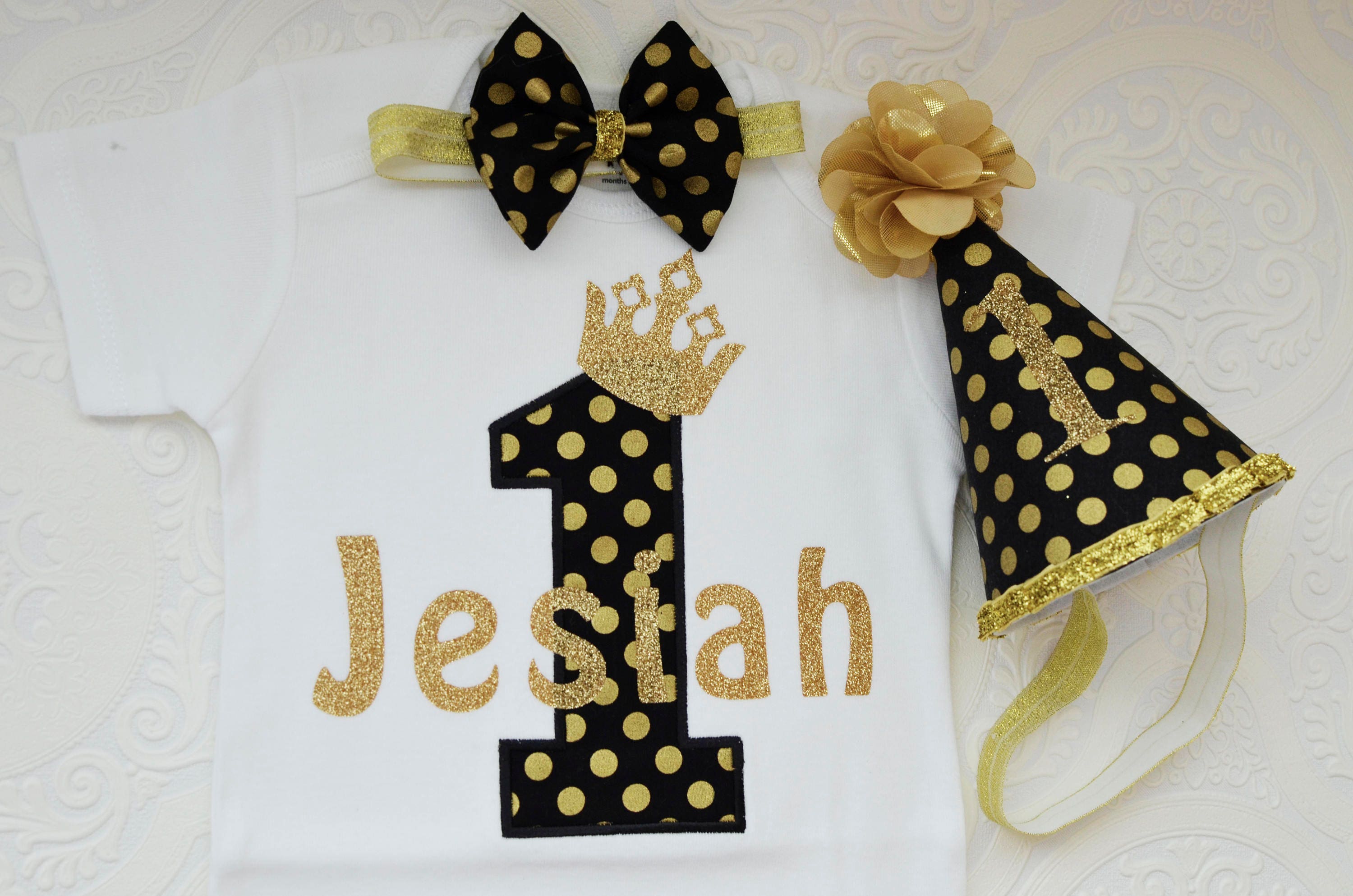Baby Boys 1st Birthday Cake Smash Outfit// Prop.wild One Black//grey//yellow