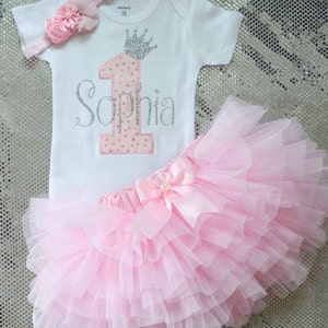 Personalized First Birthday Outfit Girl, winter Onederland outfit, smash cake outfit, 1st birthday dress, princess birthday outfit