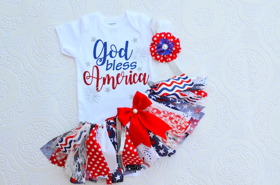 July 4th Baby Girl Outfit, Fourth Of July tutu, God Bless America outfit, My First 4th Of July little firecrackers, Girl 1st birthday outfit
