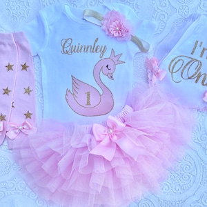 Baby Girl First Birthday Outfit, Swan Birthday Outfit, First Birthday Gift , Girl 1 birthday outfit , First Birthday Outfit Girl