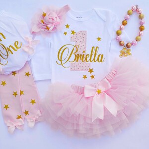 First Birthday Gift, First Birthday Outfit Girl Pink Gold, 1st birthday girl outfit ,Cake Smash Outfit girl, winter Onederland birthday