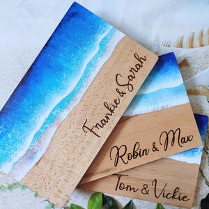 Personalized Blue Ocean Resin Cutting Board Charcuterie Serving Board ...