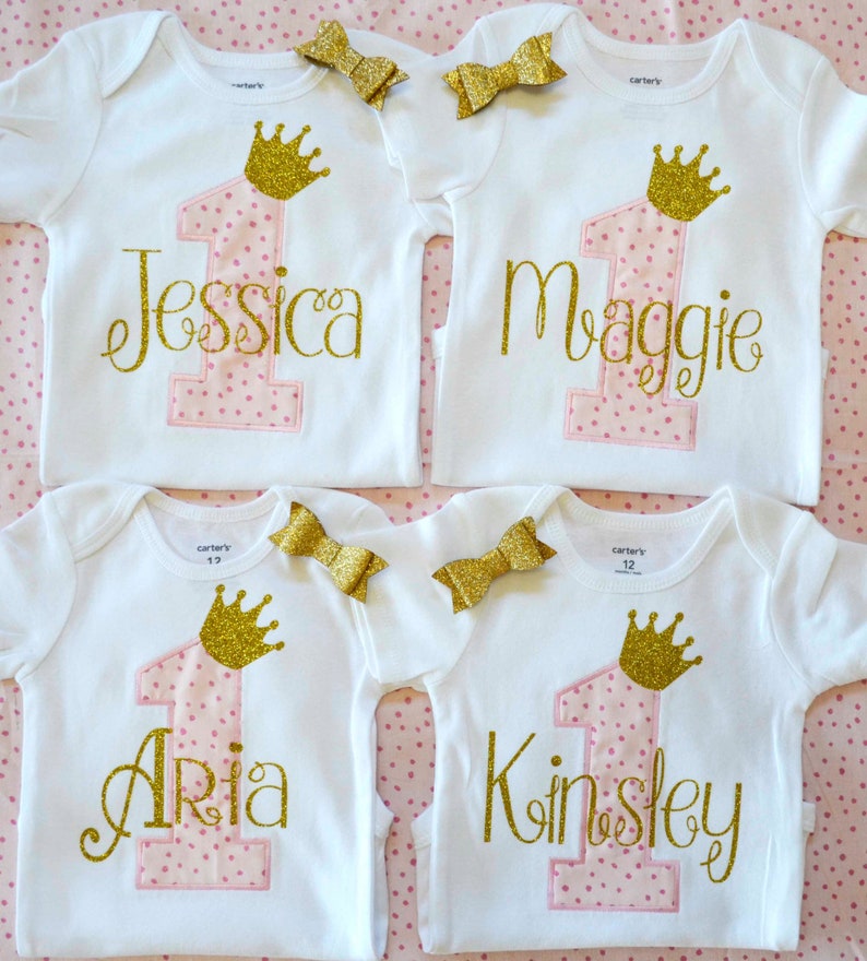 First Birthday Shirt Girl,1st Birthday Shirt,Princess Birthday Shirt,Girl 1st Birthday Outfit Pink and Gold,Baby Girl First Birthday Shirt
