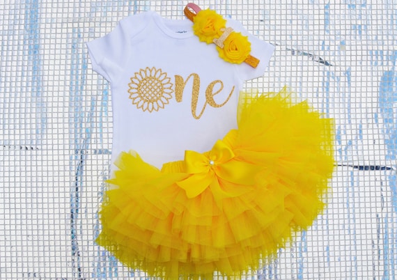 Sunflower first birthday outfit Clearance