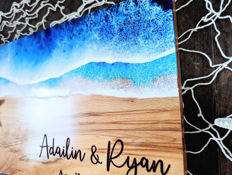 Personalized Blue Ocean Cutting Board Charcuterie Serving Board, Ocean ...