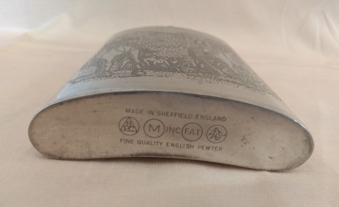 Vintage Fine Quality English Pewter Flask Made In Sheffield Etsy