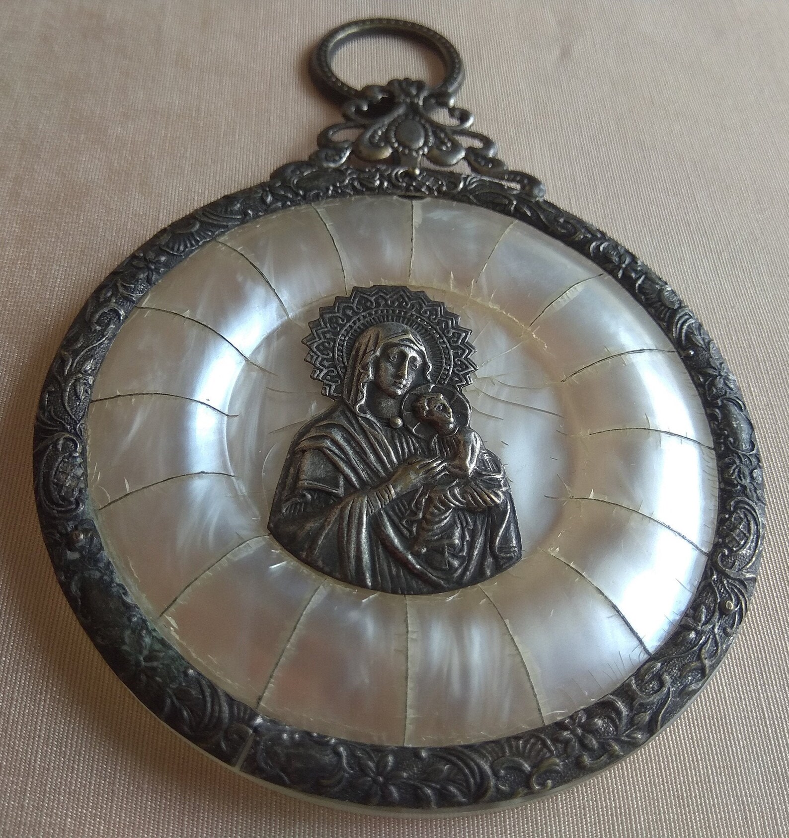 Vintage Talisman Christian Icon Of Virgin Mary Holding Jesus Etsy