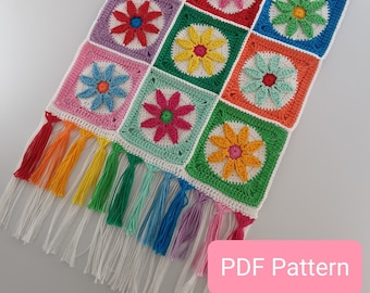 PDF Pattern - Flower Power Crochet Wall Hanging - Crochet a Fun and Whimsical Home Decor Project