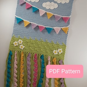 PDF Pattern - Garden Party Crochet Wall Hanging - Crochet a Fun and Whimsical Home Decor Project
