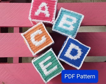 PDF Pattern - Letterblocks - Crochet Childs Alphabet Blocks for Learning and Play, Soft Toy, Written Pattern, Children, baby, gift, toy