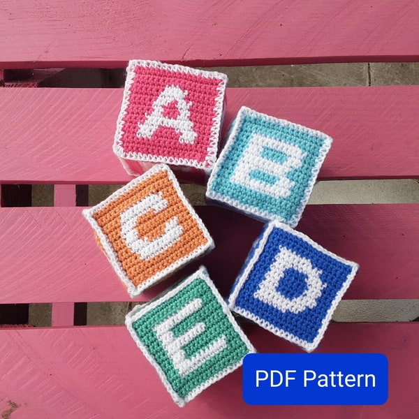 PDF Pattern - Letterblocks - Crochet Childs Alphabet Blocks for Learning and Play, Soft Toy, Written Pattern, Children, baby, gift, toy