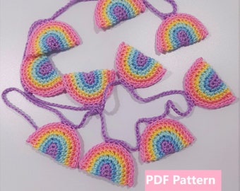 PDF Pattern - Crochet Rainbow Bunting - Crochet Pattern, Easy, Beginner, Nursery, Home Decor, Cute, Colourful.