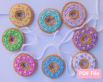 PDF Pattern - Crochet Donut Bunting - Crochet Pattern, Easy, Beginner, Nursery, Home Decor, Cute, Colourful.