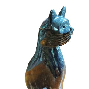 Large Carved Soapstone Cat Figure