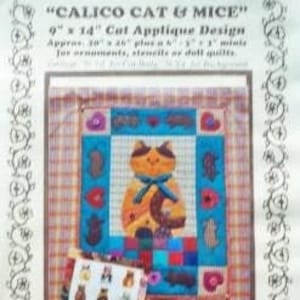 UNCUT Calico Cat and Mice Applique Design Sewing Pattern