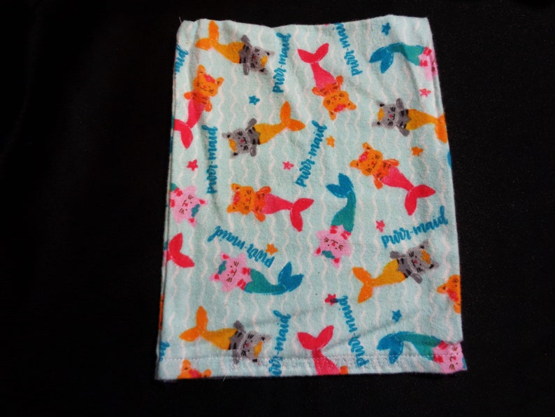 Flannel Kitten WARMING SACKS Aqua/Mermaids