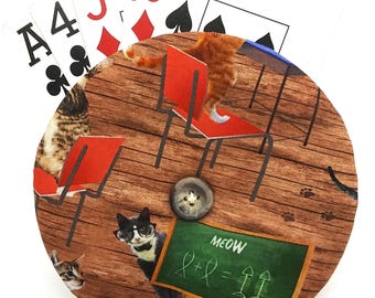 Cat Themed PLAYING CARD HOLDERS  "Classroom Kitties"