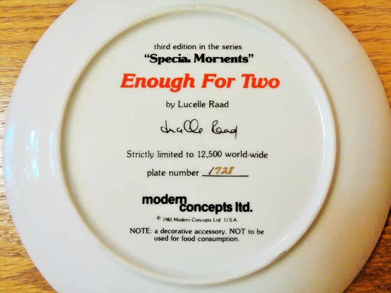 ENOUGH for TWO By Lucelle Raad Modern Concepts 8-12/'/' Plate 1983