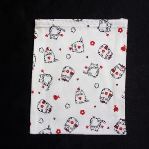 Flannel Kitten WARMING SACKS White/ Black Outline