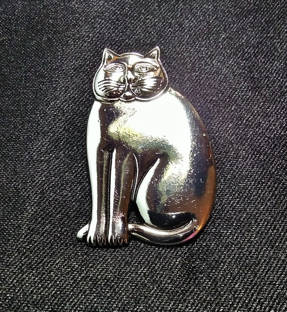 LAUREL BURCH Silver Tone CAT Pin