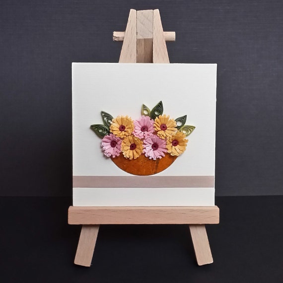 Miniature 3 D Flower Art With Easel 3 X 5 Etsy