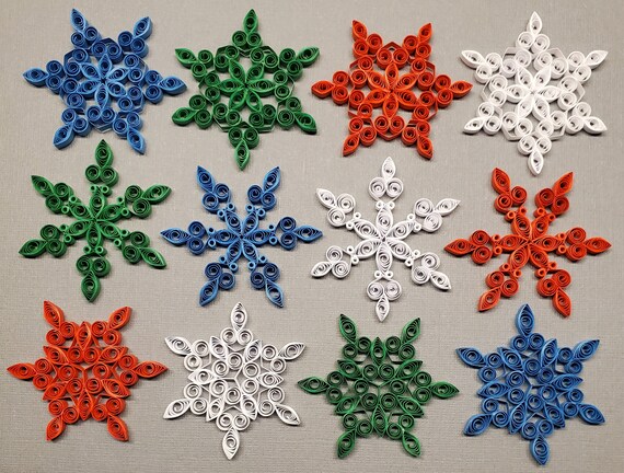 Embellishment Handmade QUILLED Snowflake Christmas Ornament- Custom Colors 