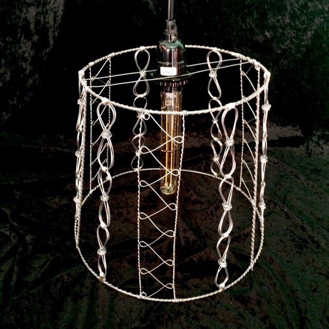 Hand Made Wire Lamp Shade with Hanging Light Kit Etsy