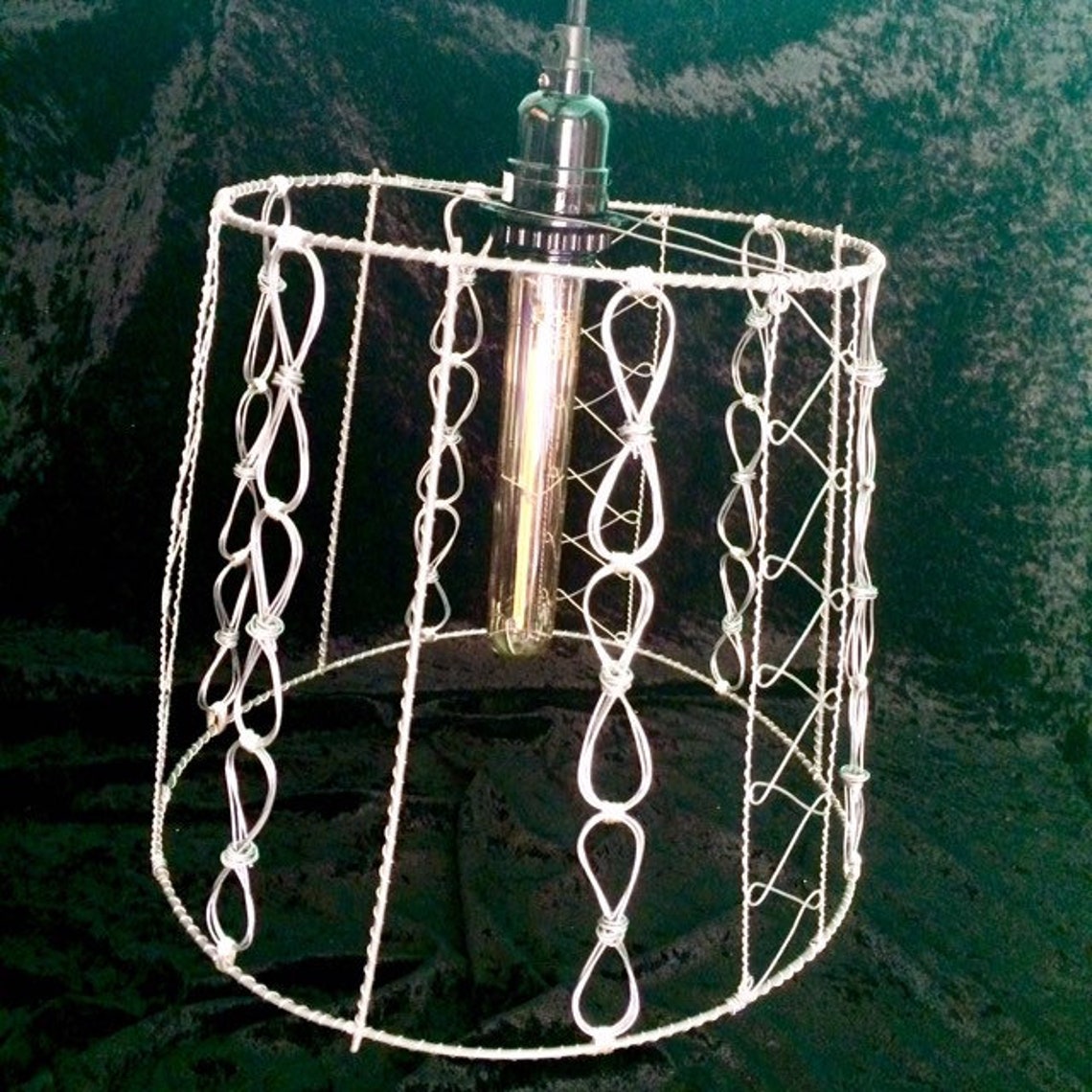 Hand Made Wire Lamp Shade with Hanging Light Kit Etsy
