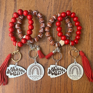 KC Football Wooden Wristlet | Kansas City Wooden Wristlets