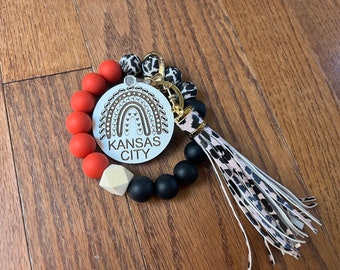KC Football Rainbow Wristlet | KC Rainbow Cheetah Wristlet