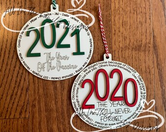 Bundle 2020/2021 Ornaments | Set of 2 Ornaments 2020-2021 | 2021 and 2020 Ornament