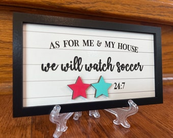 Kansas City Soccer Tier Tray Sign | Laser Engraved Farmhouse Decor