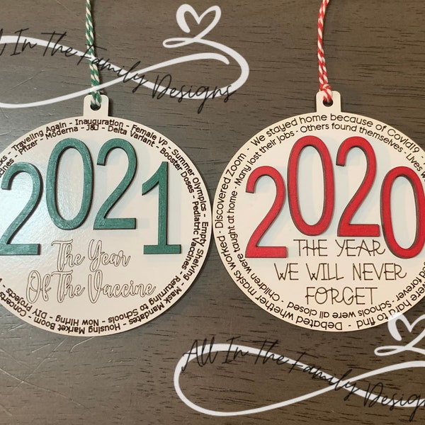 Bundle 2020/2021 Ornaments | Set of 2 Ornaments 2020-2021 | 2021 and 2020 Ornament