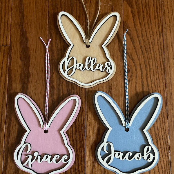 Personalized Easter Basket Tag | Custom Bunny Basket Name Tag | Wooden Easter Basket Name Tag | Kids Easter Basket Decor | Bunny Basket Tag