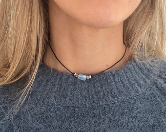 Opalite Choker, Silver Bead Choker Necklace, Silver Layered Choker, Opalite Necklace for her, Crystal Chokers Minimal by Serenity project