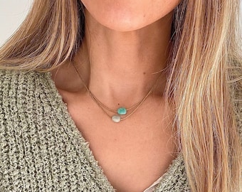 Choose Your Stones Double Layer Gemstone Necklace, Adjustable Cord Choker Necklace, Crystal Jewellery for Her,Carnelian,Amethyst,Rose Quartz