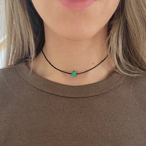 Jasper Choker, Green Jasper Raw Crystal Chip Choker Necklace, Adjustable choker, Summer chokers, dainty necklace, Chokers for women girls image 1