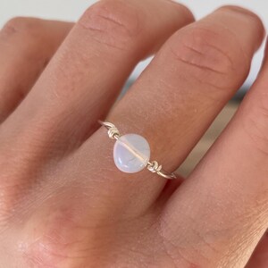 925 Silver Opalite Ring, Dainty Sterling Silver Stacking Rings, Opal Style Crystal Jewellery Stone Rings for Women, Opalite Moonstone Rings